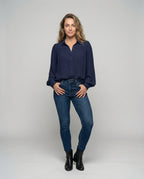 Elegant Blouse with Puff Sleeves and Button Details