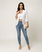 Women's Elegant Blazer with Patterned Cutouts and Tailored Fit