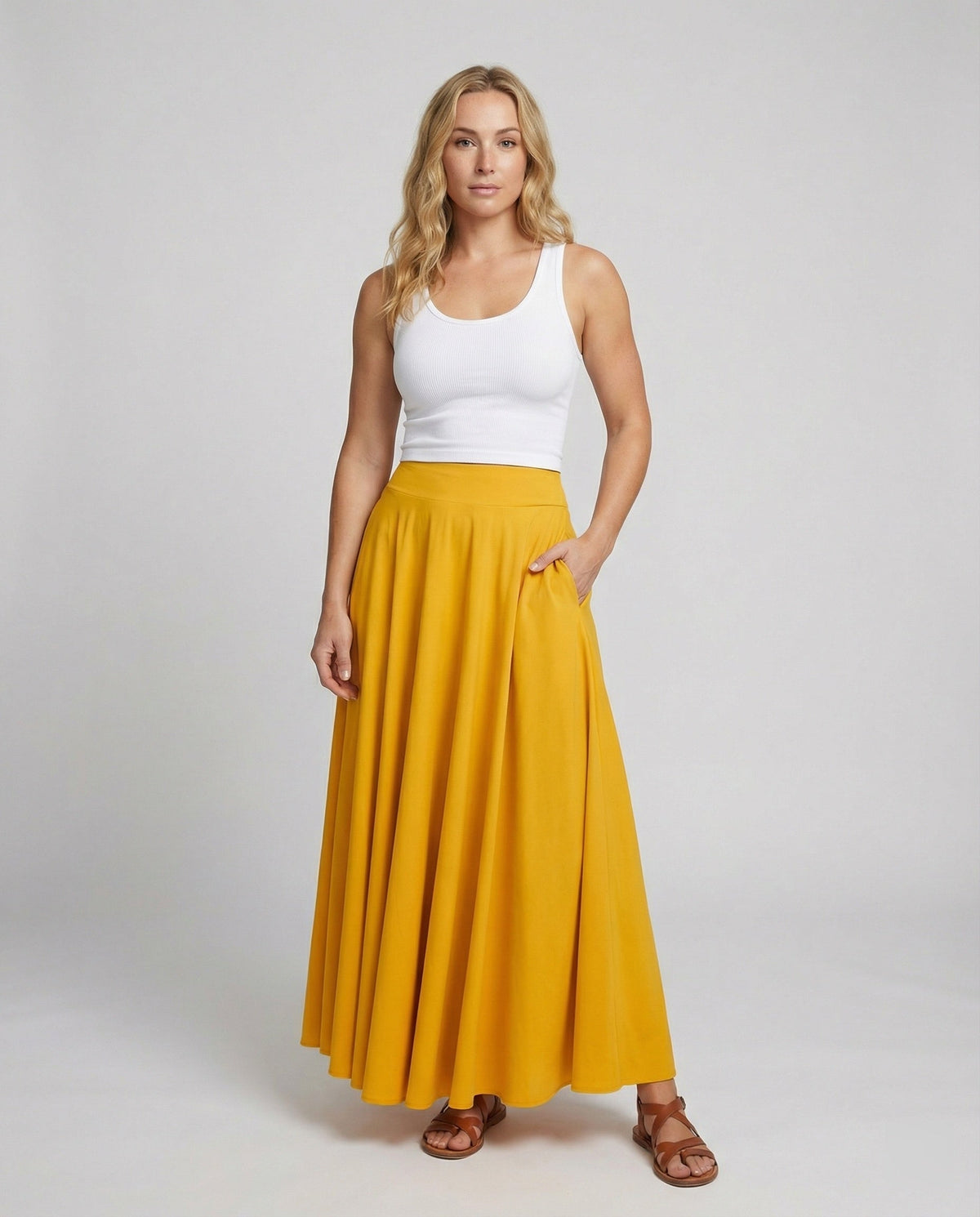 Women's Airy Maxi Skirt with High Waistband