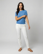 Women's Short-Sleeve Fine Knit Sweater