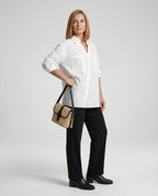 Women's Blouse with Flounce Sleeves and V-Neck