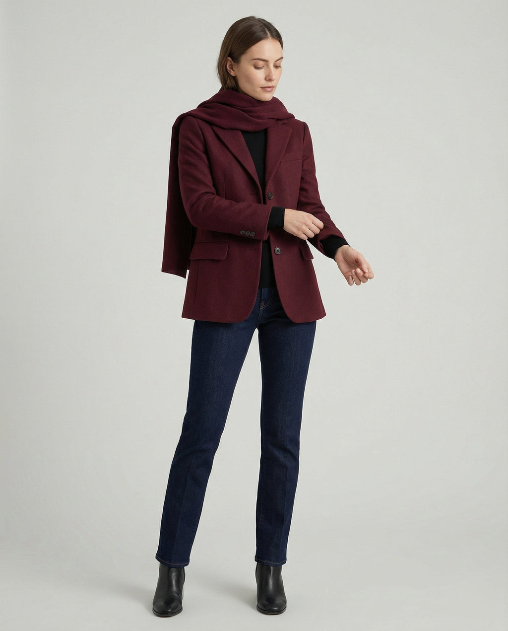 Women's Elegant Blazer Jacket with Detachable Scarf