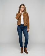 Women's Suede Jacket with Gold Buttons
