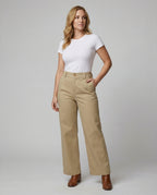 Women's High-Waisted Wide-Leg Pants with Fabric Belt