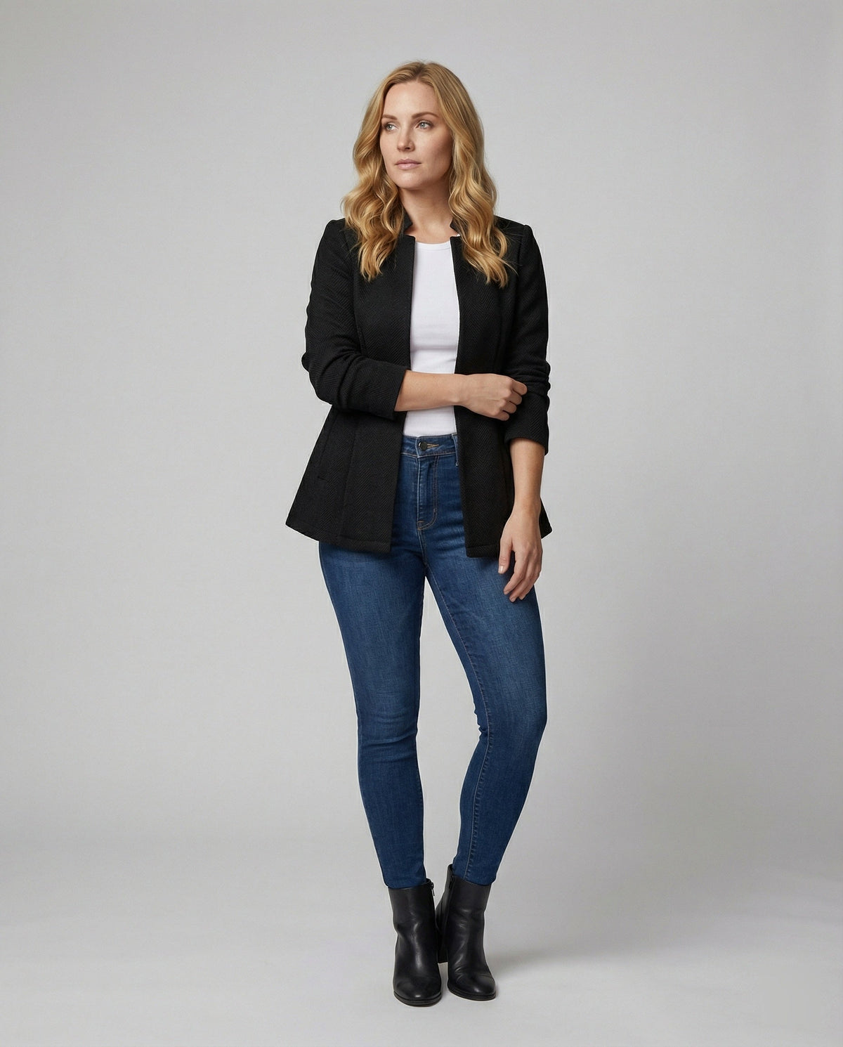 Sleeveless Houndstooth Blazer