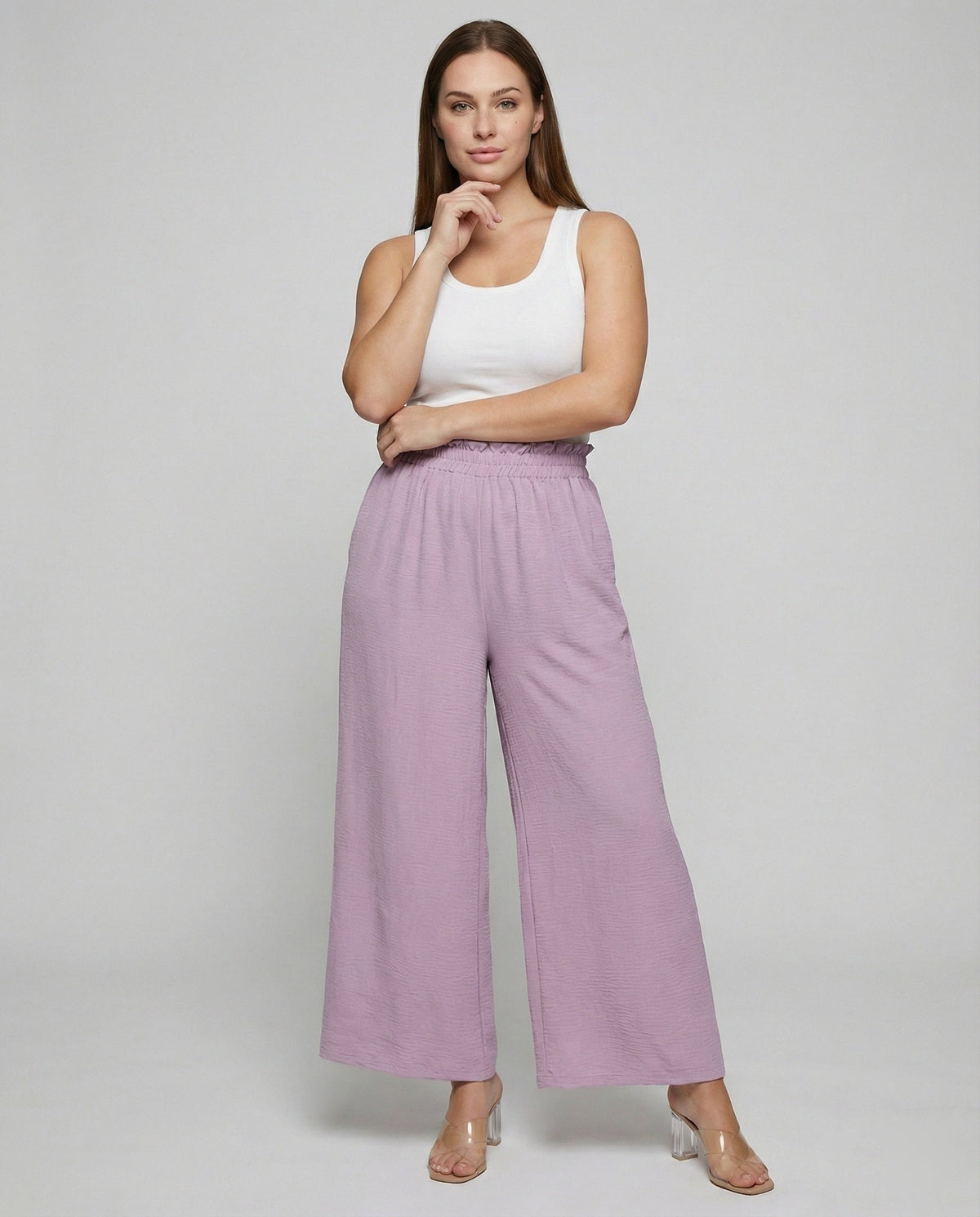 Women's Wide-Leg Culottes with Elastic Waistband
