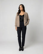 Women's Fluffy Cardigan with Large Buttons