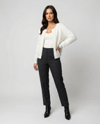 Women's Fluffy Cardigan with Pearl Detail