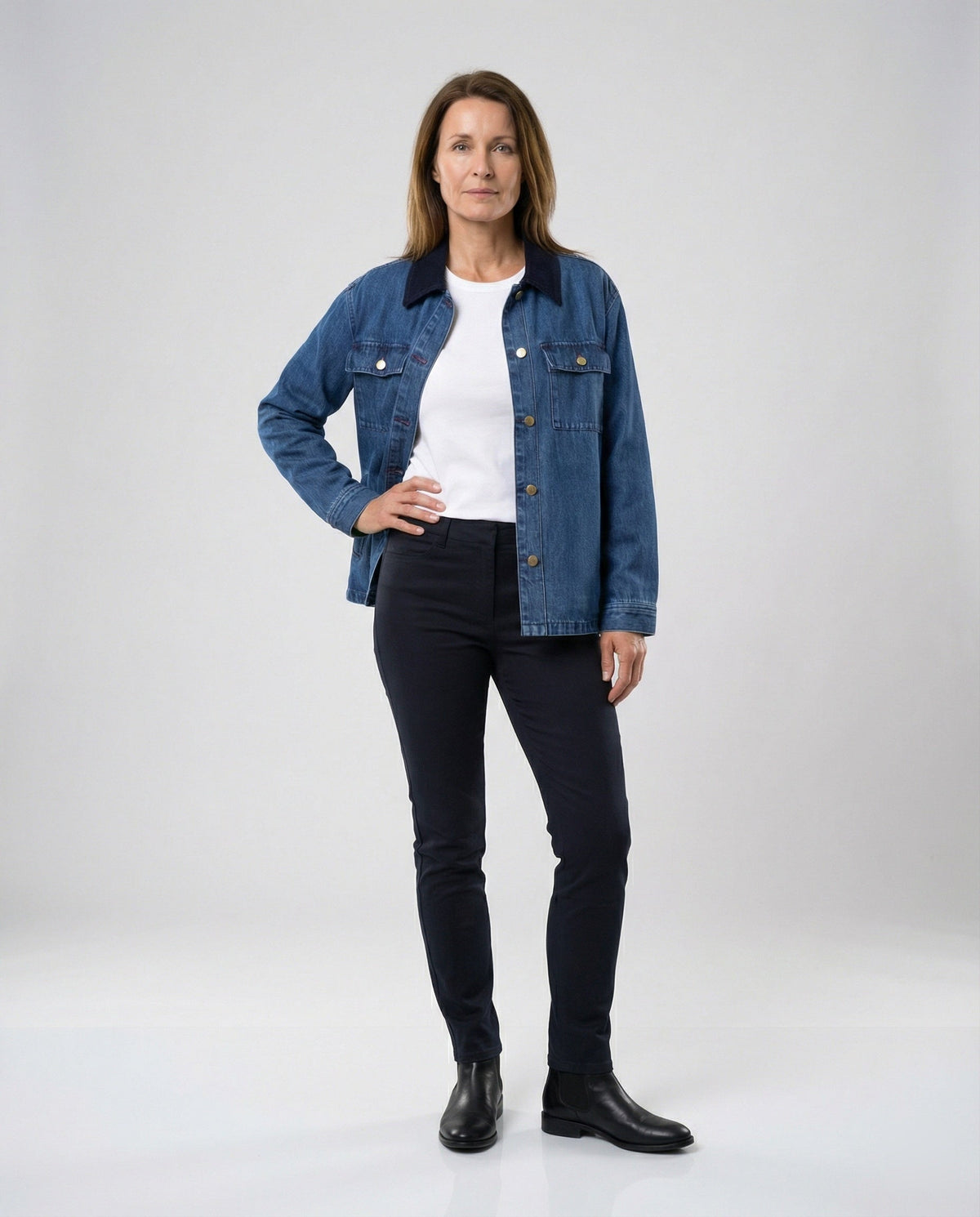 Women's Denim Jacket with Chest Pockets