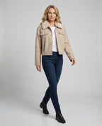 Women's Wool Jacket with Faux Fur Collar