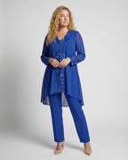 Elegant 3-Piece Plus Size Women's Suit with Embroidery