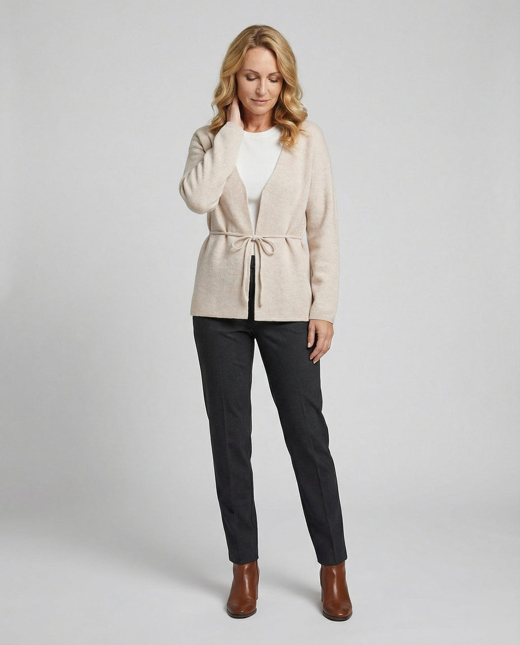 Women's Cardigan with Tie Belt