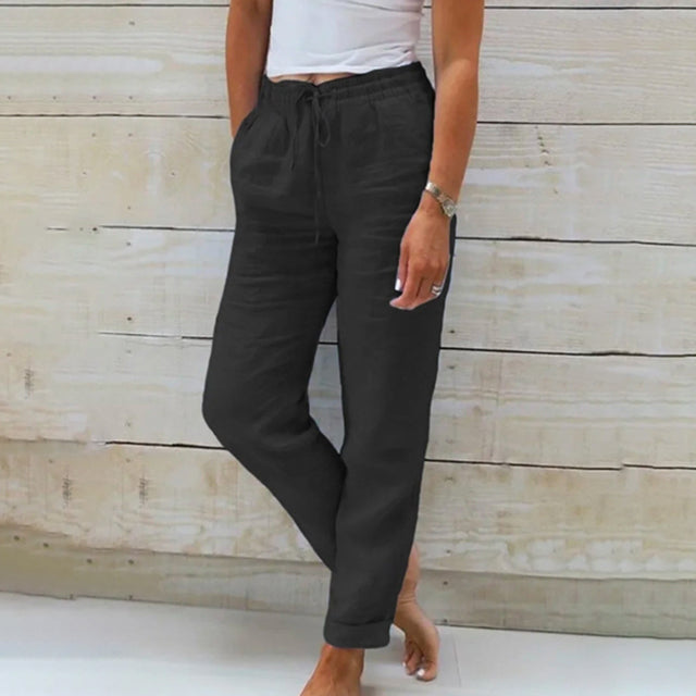 Cotton Casual Straight-Leg Pants