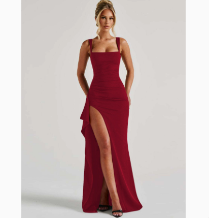 Elegant Maxi Evening Robe with Side Slit