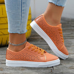 Beige Lace-Up Sneakers