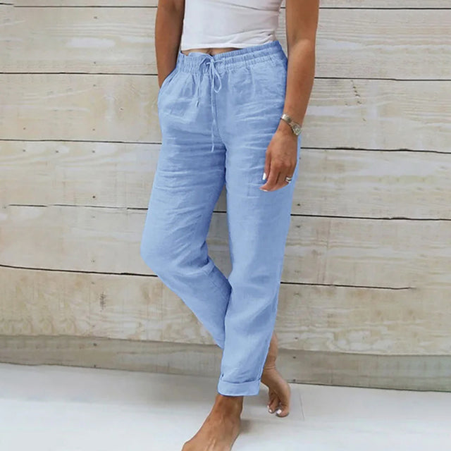 Cotton Casual Straight-Leg Pants