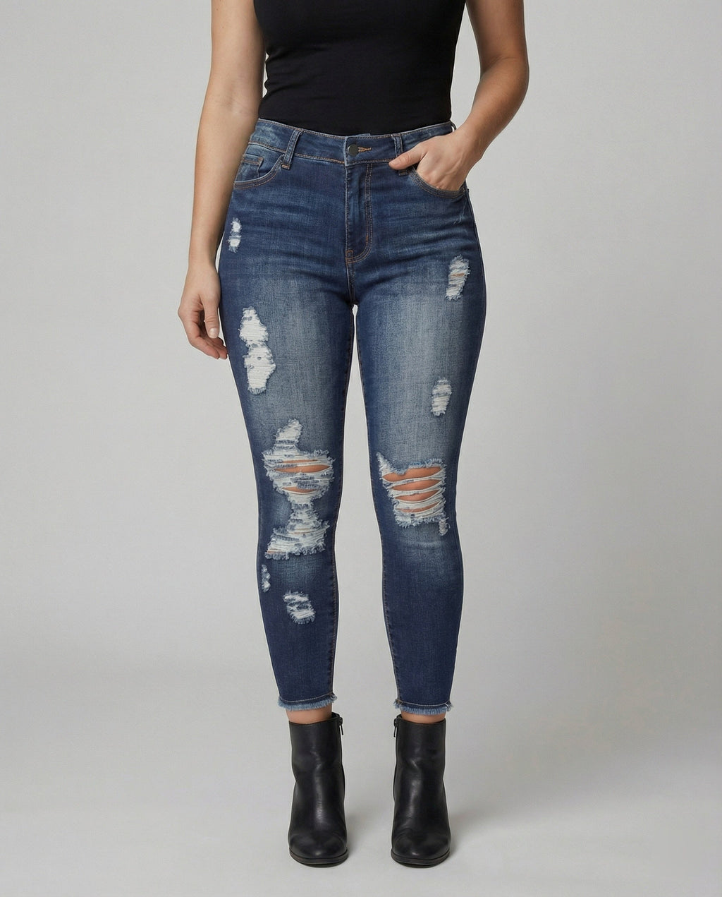 Women's Slim Fit Distressed High-Waisted Jeans