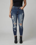 Women's Slim Fit Distressed High-Waisted Jeans