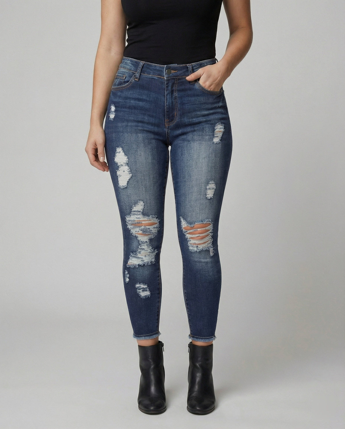 Women's Slim Fit Distressed High-Waisted Jeans