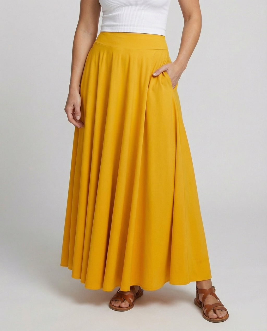 Women's Airy Maxi Skirt with High Waistband