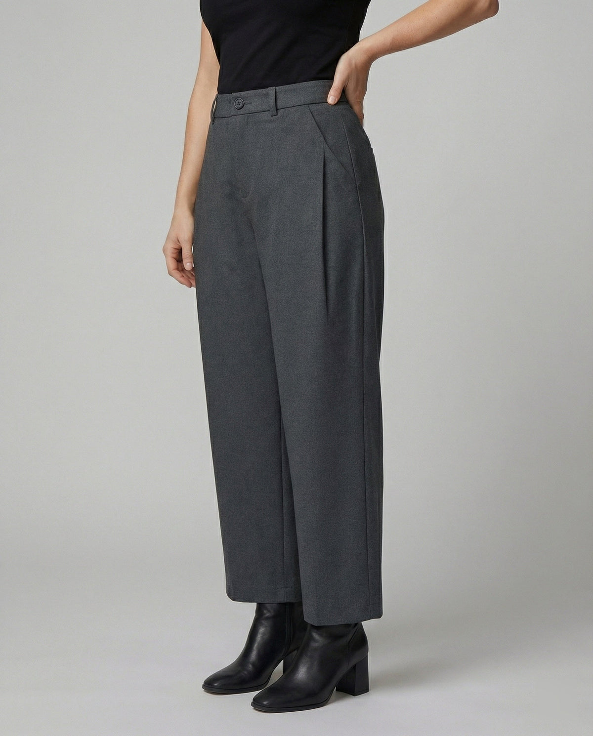 Women's High-Waisted Wide-Leg Dress Pants with Pleats