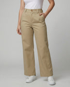 Women's High-Waisted Wide-Leg Pants with Fabric Belt