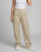 Women's Cargo Pants with Elastic Waistband and Practical Side Pockets