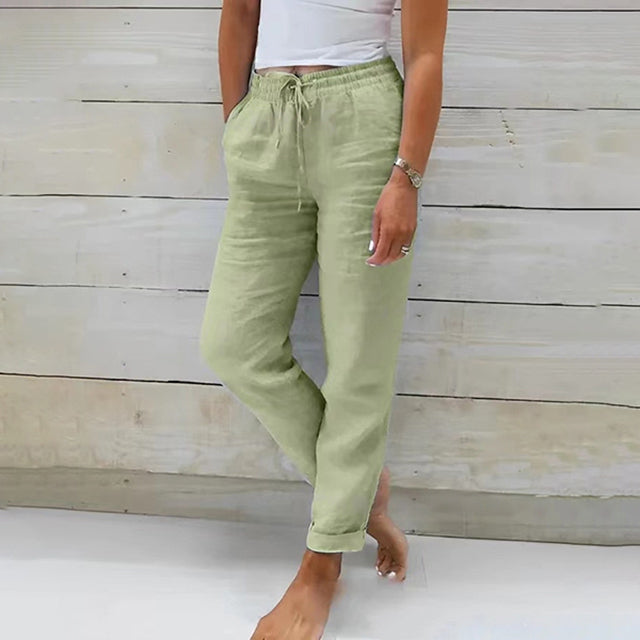 Cotton Casual Straight-Leg Pants