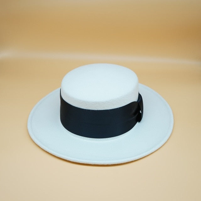 White Wool Bow Hat