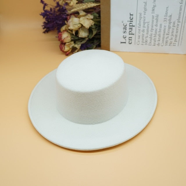 White Wool Bow Hat