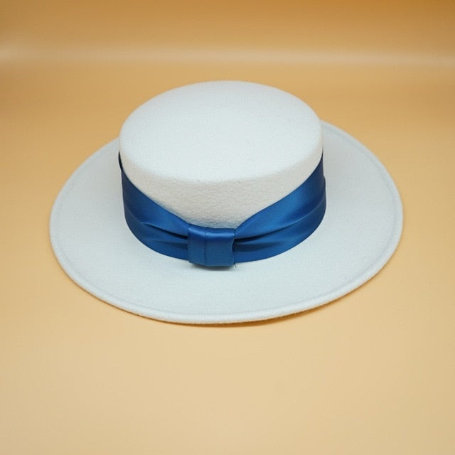 White Wool Bow Hat
