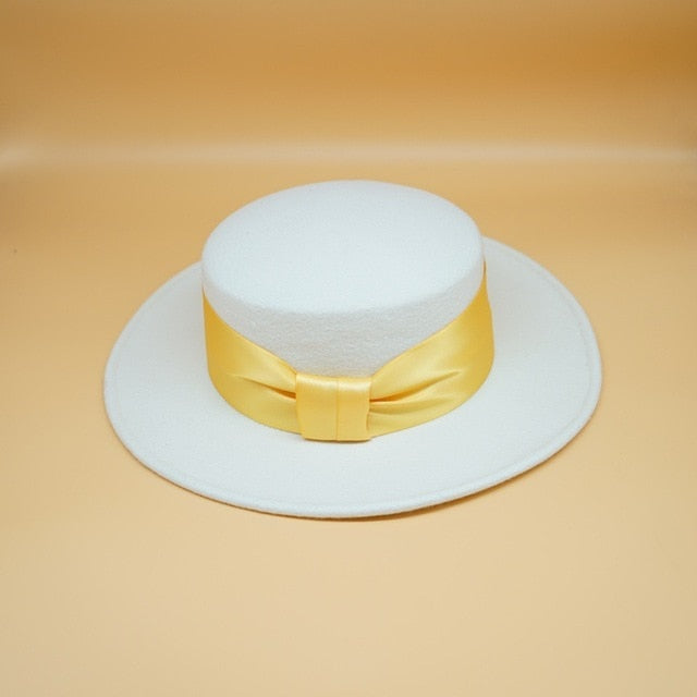 White Wool Bow Hat