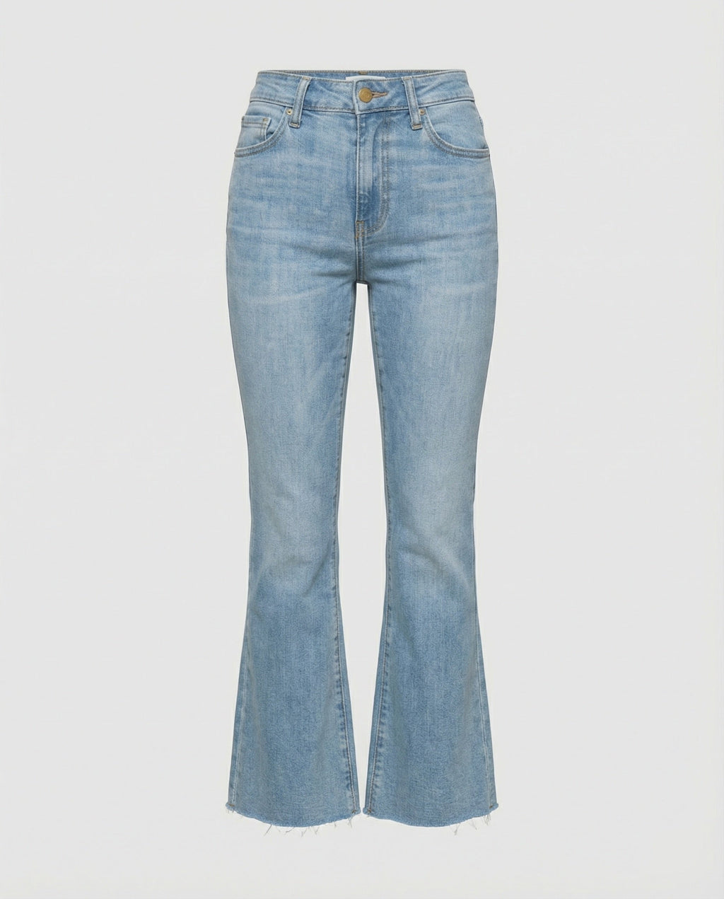 Women's High-Waisted Flared Jeans with Frayed Hem
