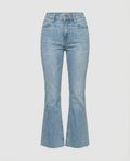 Women's High-Waisted Flared Jeans with Frayed Hem
