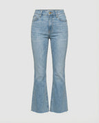 Women's High-Waisted Flared Jeans with Frayed Hem
