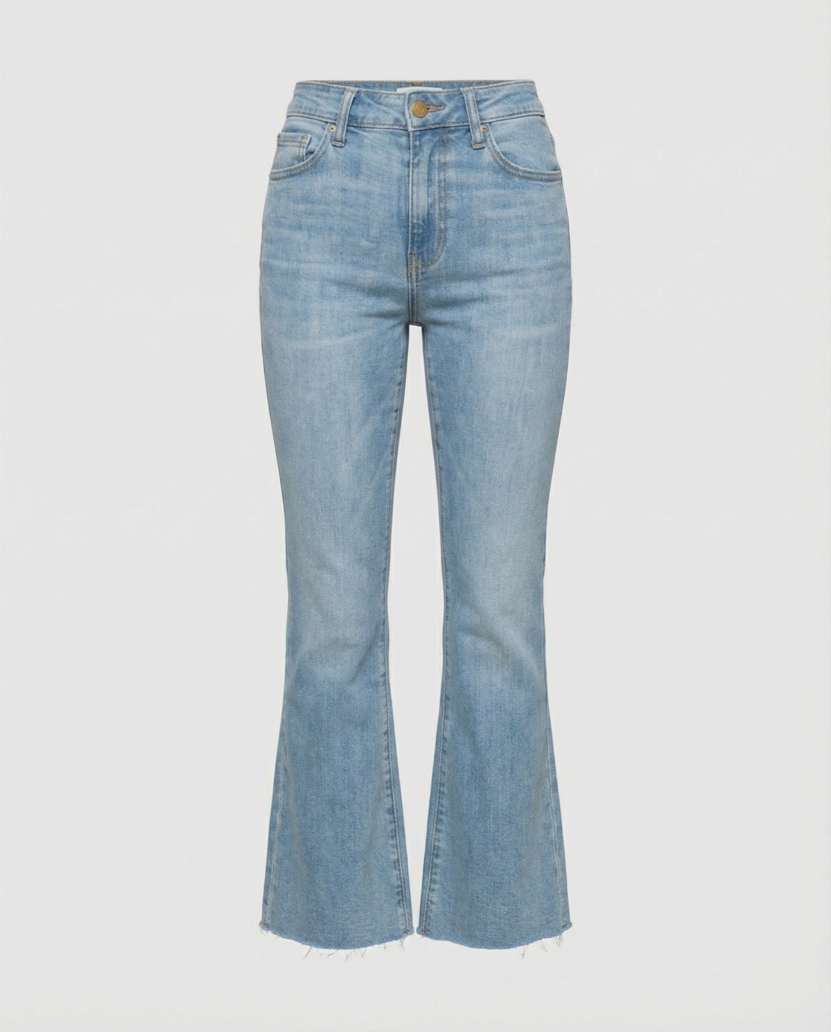 Women's High-Waisted Flared Jeans with Frayed Hem