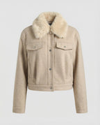 Women's Wool Jacket with Faux Fur Collar