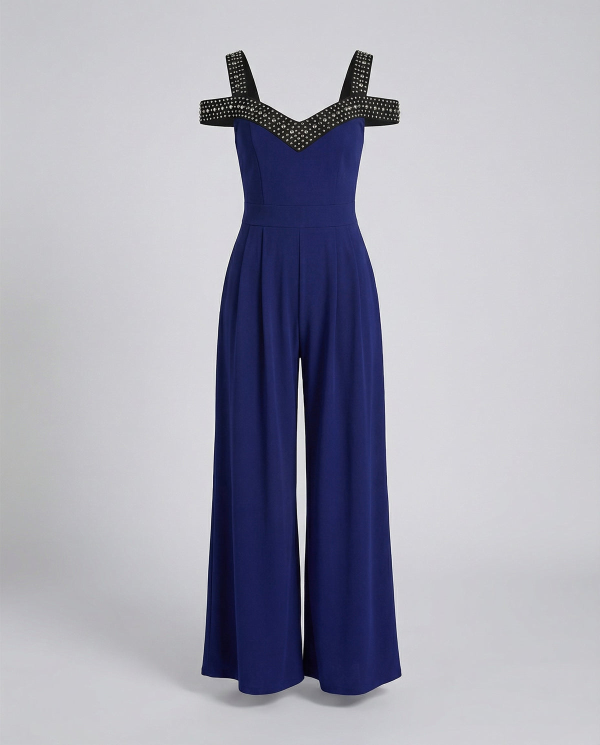 Elegant Women's Jumpsuit with Off-Shoulder Cut & Glittering Neckline