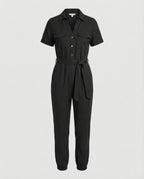 Casual Jumpsuit with Tailored Cut and Full Button Placket