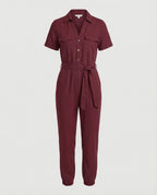 Casual Jumpsuit with Tailored Cut and Full Button Placket