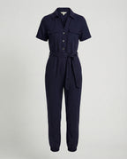 Casual Jumpsuit with Tailored Cut and Full Button Placket
