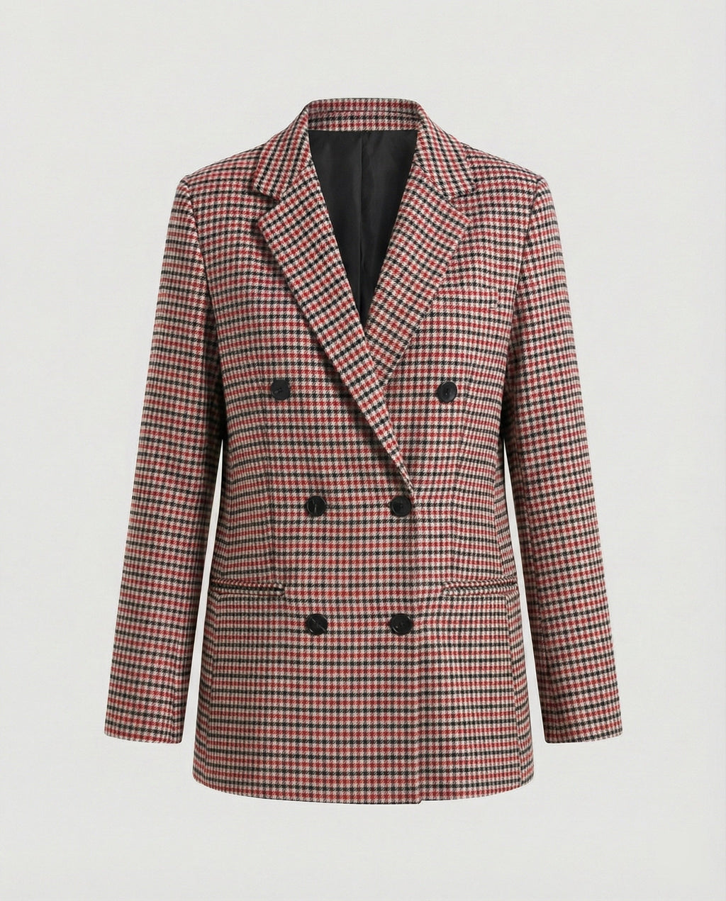 Women's Plaid Double-Breasted Blazer