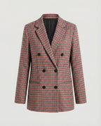 Women's Plaid Double-Breasted Blazer