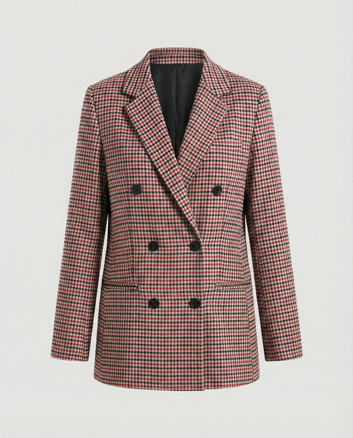 Women's Plaid Double-Breasted Blazer