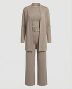 Two-Piece Jersey Blazer and Palazzo Pants Set