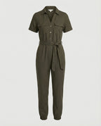 Casual Jumpsuit with Tailored Cut and Full Button Placket