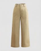 Women's High-Waisted Wide-Leg Pants with Fabric Belt