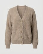 Women's Fluffy Cardigan with Large Buttons