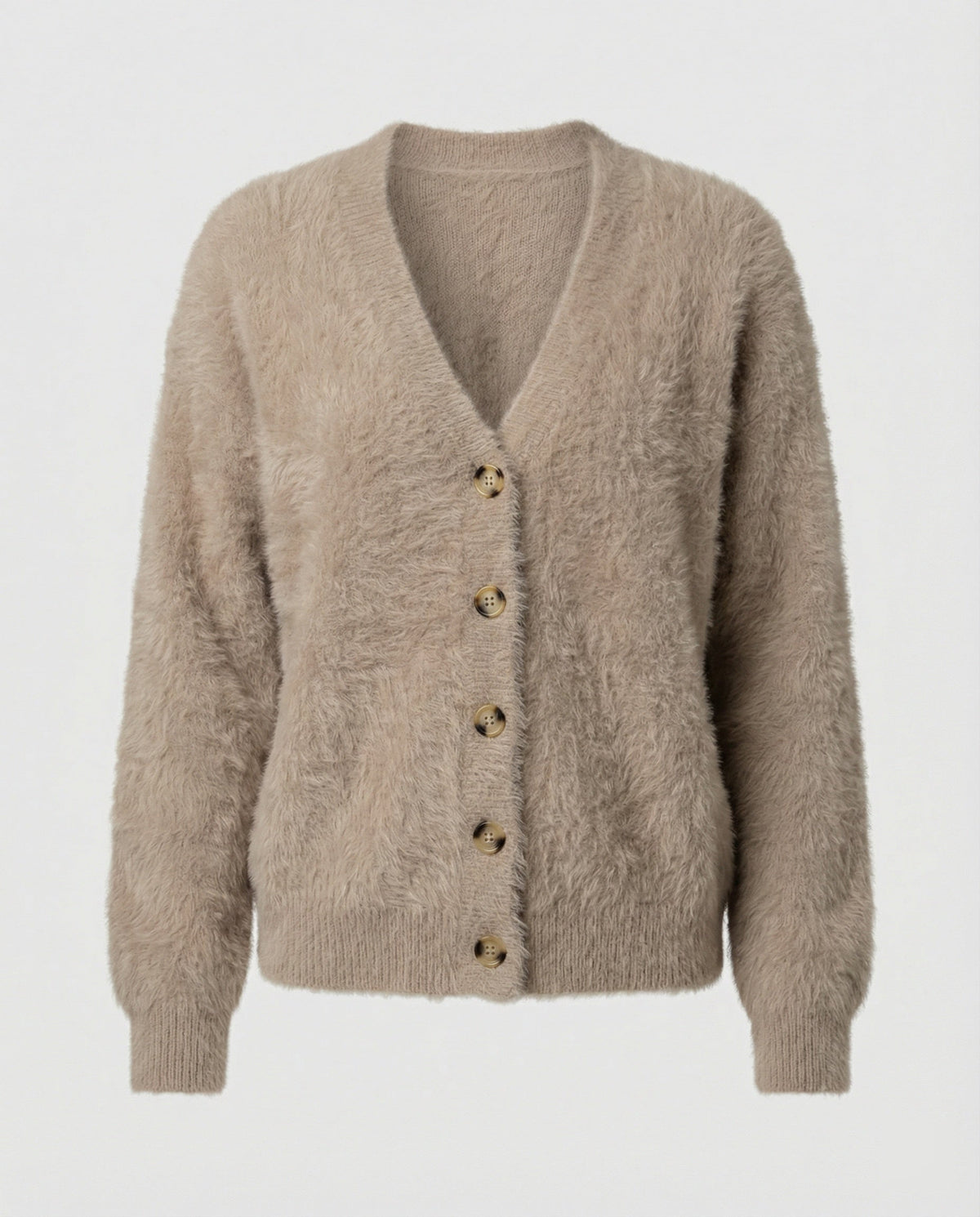 Women's Fluffy Cardigan with Large Buttons