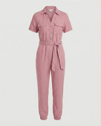 Casual Jumpsuit with Tailored Cut and Full Button Placket